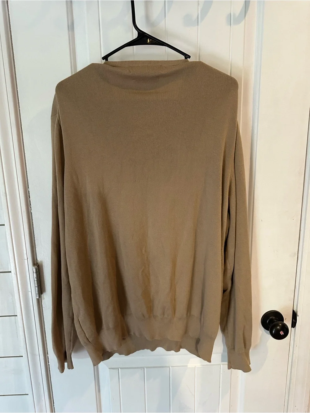 Polo by Ralph Lauren V-Neck Sweater in Tan with Navy Pony